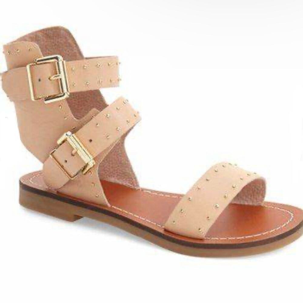 Topshop Womens Studded Buckle Faux Leather Country Sandals 39 Gladiator Festival